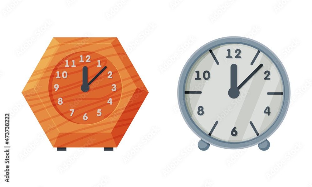 Aufkleber clock with clock face and clockwork mechanism displaying time vector set