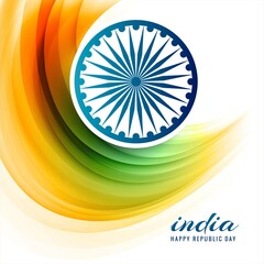 Happy Republic day of India festival with wave background