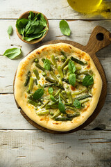 Homemade pizza with pea and green bean