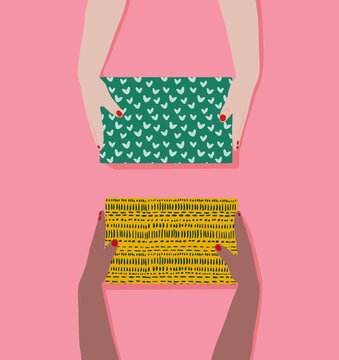 Woman hands gift celebration