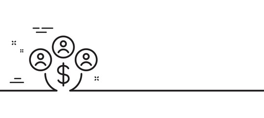 Buying currency line icon. Dollar money sign. Economy trade symbol. Minimal line illustration background. Buying currency line icon pattern banner. White web template concept. Vector