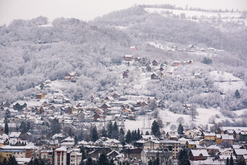 Fototapeta na wymiar The town of Kosjeric in Serbia. Winter landscape.