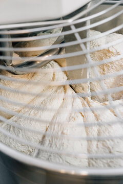 Bread Dough In A Professional Kneading Machine