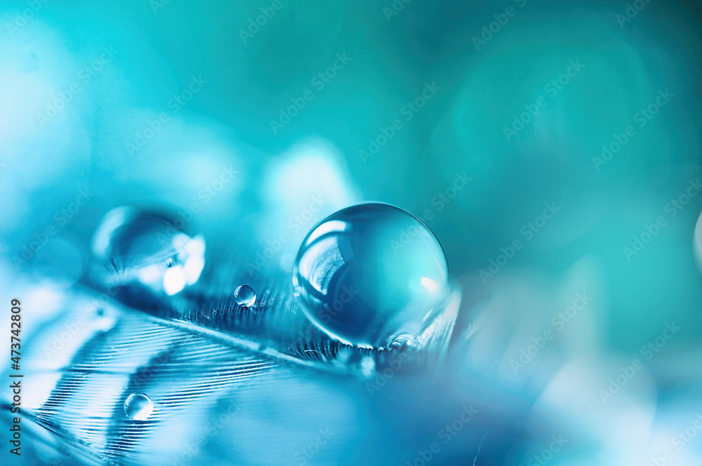 Poster beautiful symbolic macro image of fragility and purity nature in form of perfect round water droplet