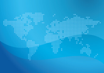 abstract world map on  blue vector background with gradient