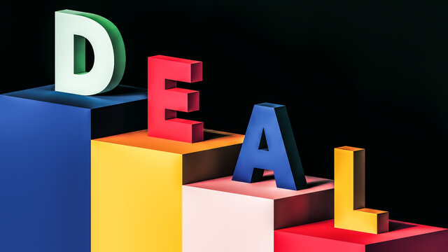 Deal lettering design on colorful blocks