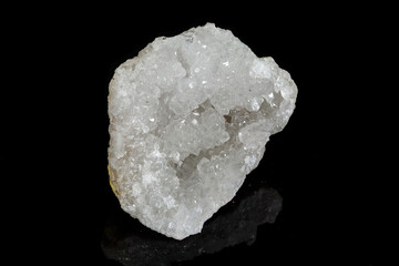 Macro mineral stone rhinestone, rock crystal on a black background