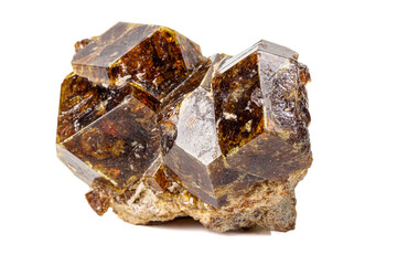 Macro stone Grossular mineral on white background