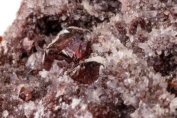 Macro stone mineral quartz Sphalerite on a white background