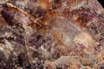 Macro stone mineral Fluorite on a black background