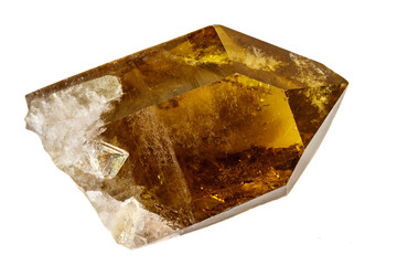 Macro mineral stone Citrine on white background