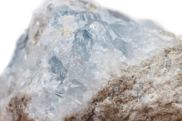 Macro mineral stone Celestine in the breed a white background