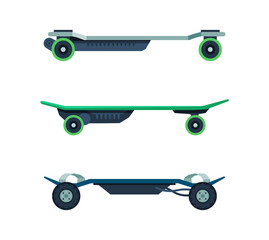 Skateboard as Eco City Transport and Urban Vehicle Vector Set