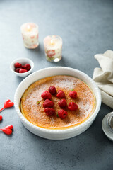 Homemade vanilla bake with raspberry