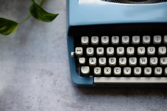 Keys on blue typewriter