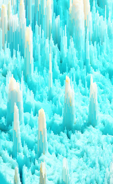3D landscape. Blue abstract data visualization concept.