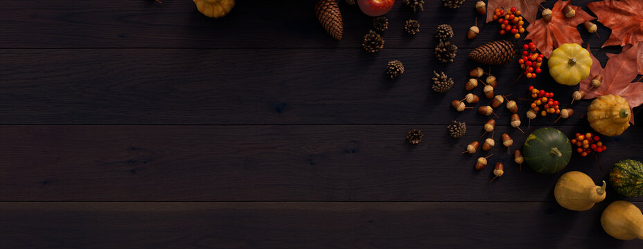 Dark wood Tabletop with fall themed border.