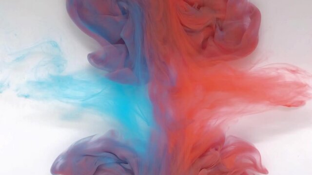 水中で衝突する絵の具の断面 赤と青_Video_