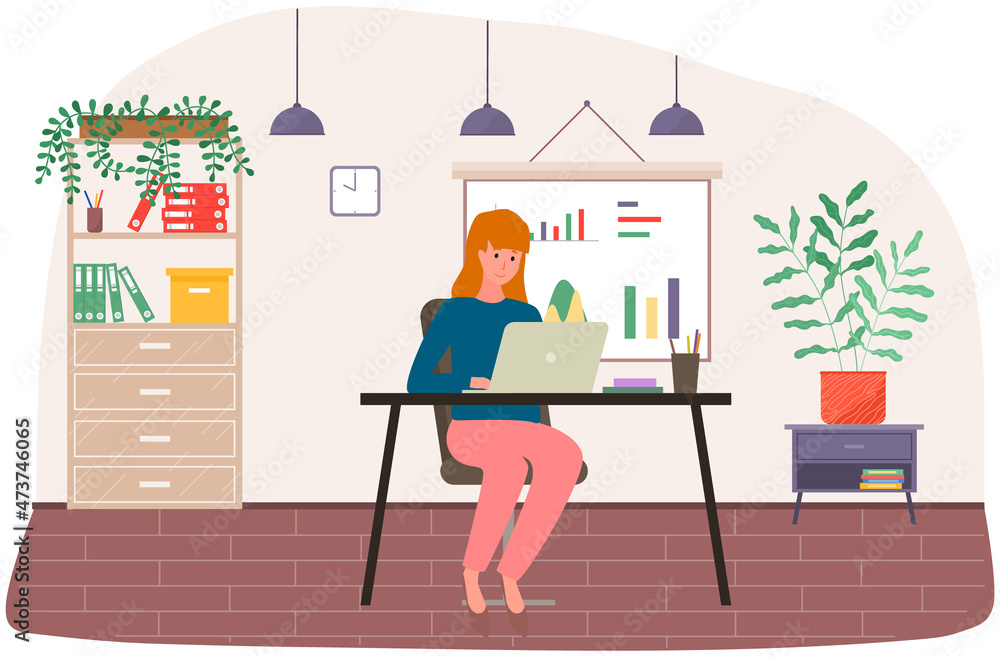 Poster visualize with business analytics. people work with statistical data analysis, changing indicators. 