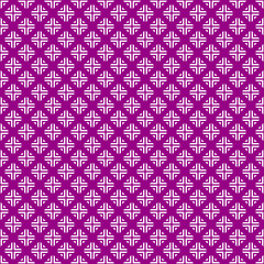 simple vector pixel art seamless pattern of minimalistic abstract rhombic white symbols grid tile on velvet violet background