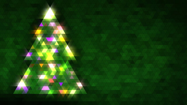 Christmas tree made of triangles, with copy space on the right side. Also available as an animation - search for 197516678 in Videos. Green.