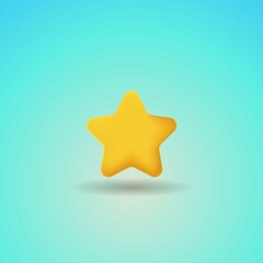 Yellow star 3d object vector template. 