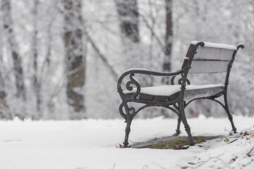 Park bench in snow