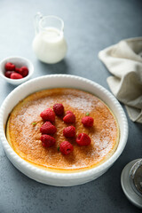 Homemade vanilla bake with raspberry
