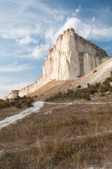 Landscape view of White mountain or Belaya mountain in eastern Crimea at sunset, Russian Federation