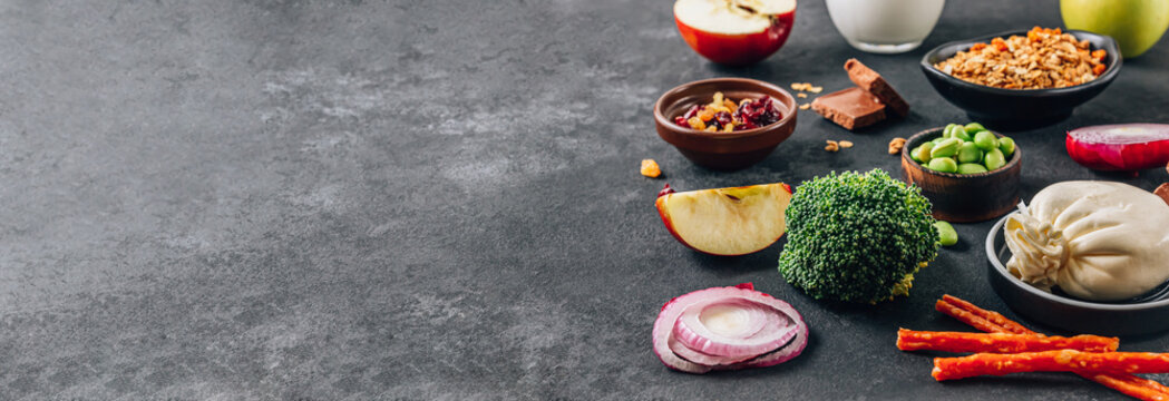 Fodmap diet concept. High fodmap ingredients