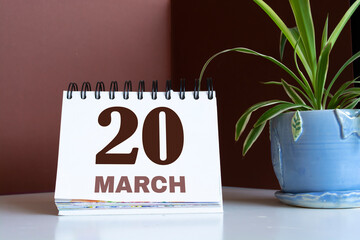 20 March calendar on recycle paper