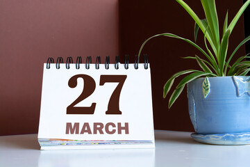 27 March calendar on recycle paper
