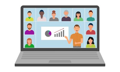 Webinar. Online conference. Digital classroom. Learning via the Internet.