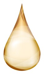 Oil drop. Transparent golden brown drop of serum