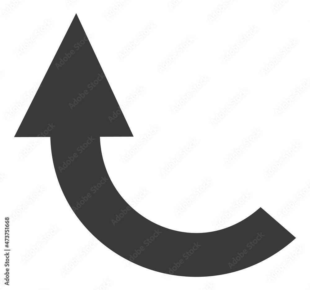 Poster curved up arrow. left pointing sign. return symbol