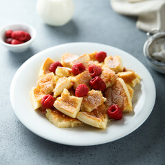 Homemade vanilla pancake with raspberry