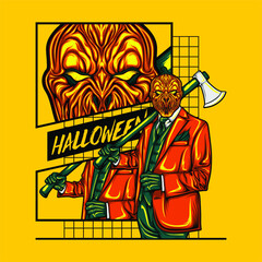 scary halloween pumpkin head