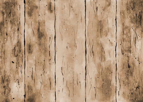 Watercolor brown wooden floor texture background