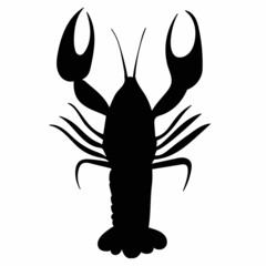 silhouette cancer, lobster on white background, isolated, vector
