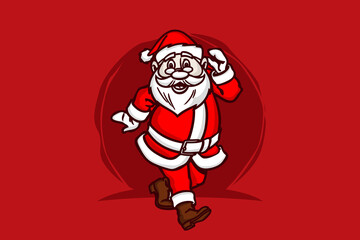 Cartoon mascot character Happy Santa Logo Design Vector Illustration Template Idea