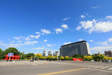 Fototapeta na wymiar a beautiful modern city under a blue sky, North China