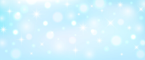 キラキラ光る水色の横長背景のベクターイラスト