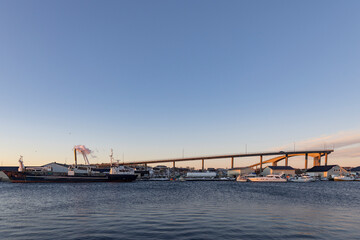 Br&oslash;nn&oslash;ysund harbor and bridge,Helgeland,Northern Norway,scandinavia,Europe