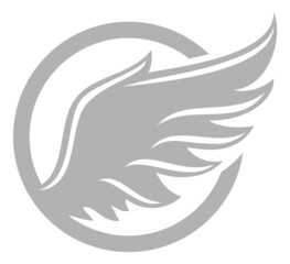 Obraz premium Bird wing silhouette in ring. Vintage logo. Flight symbol