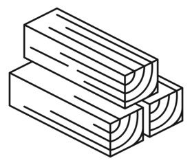 Square wooden blocks icon. Stack of timber balks