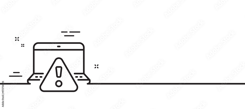 Aufkleber online warning line icon. attention triangle sign. internet caution symbol. minimal line illustratio