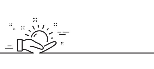 Sunny weather forecast line icon. Hold summer sun sign. Minimal line illustration background. Sunny weather line icon pattern banner. White web template concept. Vector