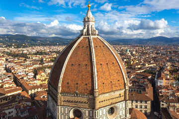 Fototapeta na wymiar Florence Cathedral and dome from above, Tuscany, Italy
