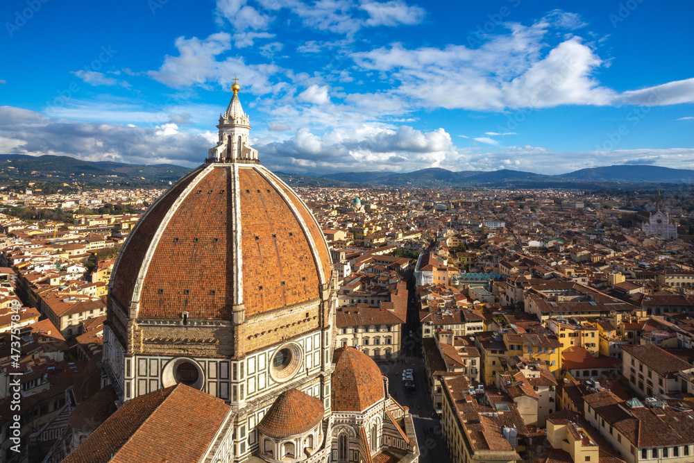 Poster florence cathedral and dome from above, tuscany, italy