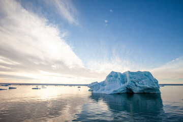 Obraz na płótnie Canvas Broken off glacial ice floats in the arctic sea